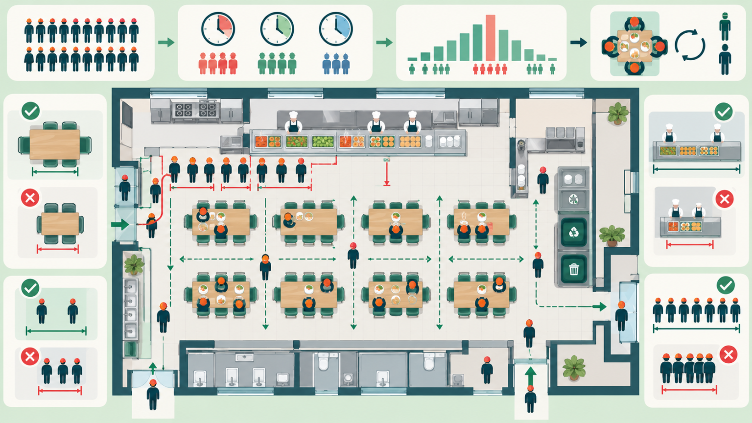 ผังโรงอาหารโรงงานตามข้อมูลการใช้งานจริง