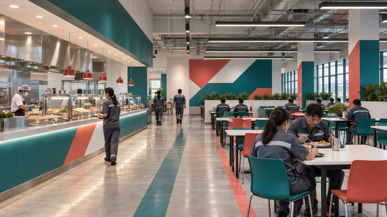 โรงอาหารโรงงานสไตล์องค์กร โทนทีลคอรัล